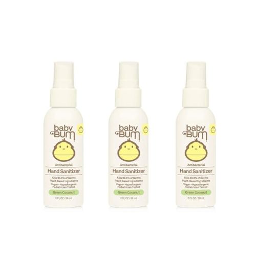Baby Bum Hand Sanitizer - Antibacterial Spray - Natural Fragrance Non-Drying Coconut and Aloe Formula Perfect for Sensitive Skin - Travel Size - 2 Ounce (Pack of 3) - 2 Fl Oz (Pack of 3)