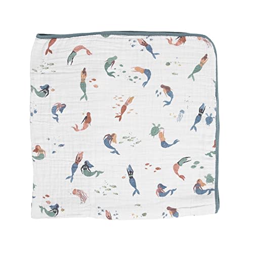 Little Unicorn Mermaids Cotton Muslin Quilt Blanket | 100% Cotton | Super Soft | Babies and Toddlers | Large 47” x 47” | Machine Washable