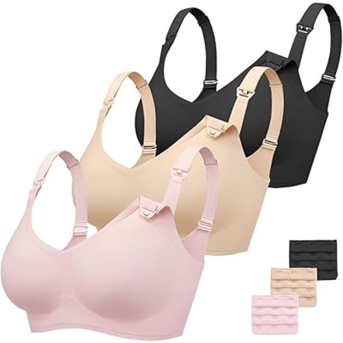 Vinfact 3 Pack Nursing Bras for Breastfeeding Comfort Maternity Bras for Pregnancy Wireless Seamless Breastfeeding Bras