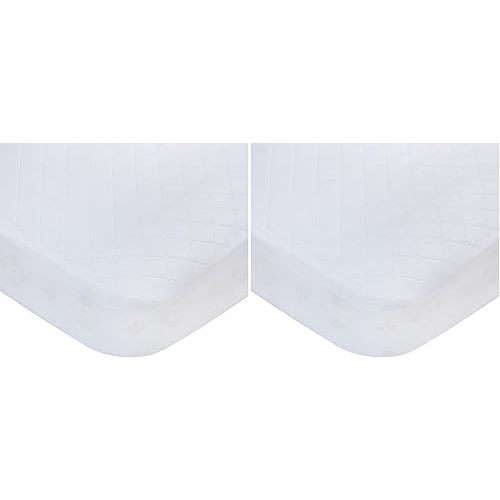 Carters Waterproof Fitted Crib Mattress Pad and Toddler Crib Mattress Protector - Baby Crib Mattress Cover - Protective Sheet for Boys and Girls Bedding Sets White (Pack of 2)
