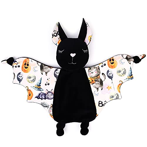 Halloween Baby Plush Bat Security Blanket Lovey Plush First Baby Halloween Baby Shower Gift Gothic (Halloween)