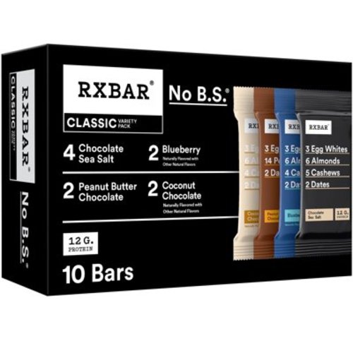 RXBAR Variety Pack Chewy Protein Bars, Ready-to-Eat, Protein Snack, 18.3 oz, 10 Count