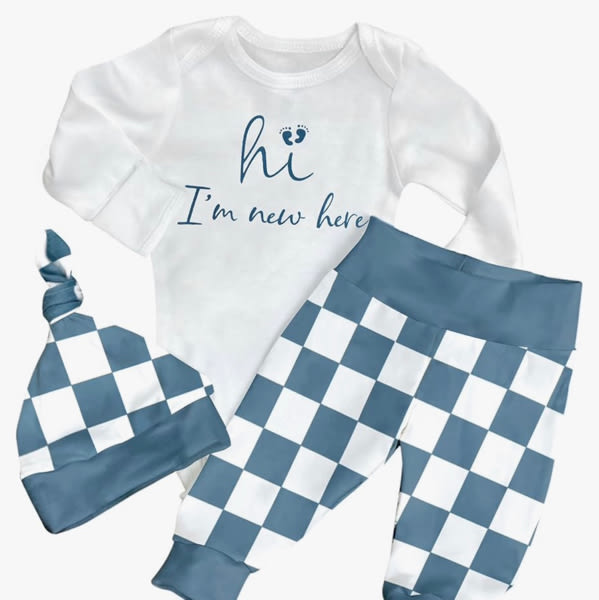 AGAPENG Baby Boy Clothes Newborn Boy Outfits Infant Letter Print Romper Long Pants Hat 3PCS Baby Boy's Clothing