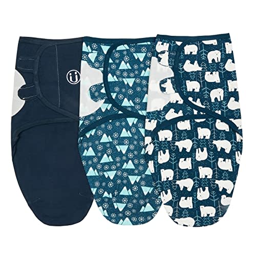 insular Swaddle Blanket, Baby Swaddle Wrap for Newborn and Infant, Adjustable Swaddle Set for Boy and Girl, Soft Cotton Baby Sleep Sack 3 Pack Small(0-3 Month), Polar Bear