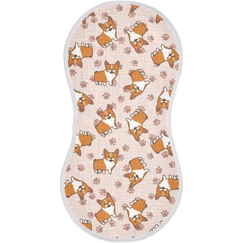 vvfelixl Burp Cloths Cartoon Corgis for Baby Boy Girls Baby Washcloths Burp Rags 1 Pack Flesh-Colored