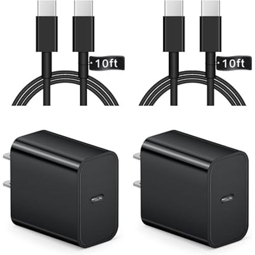 iPhone 17 16 15 Charger Fast Charging 10FT - 2 Pack 20W USB C Charger Block with Type C Cable Compatible with iPhone 17/17 Pro/17 Pro Max/Air/16/16e/15, iPad Pro, Air M3/M2/5/4, 11th/10th（Black）