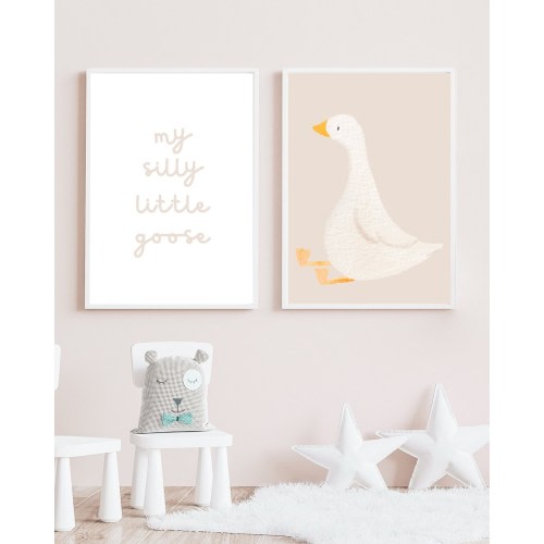 Silly Goose Wall Art, Goose Nursery Decor, Earth Tone Nursery Prints, Baige Nursery Decor, Children’s Room Print, Goose Theme Nursery