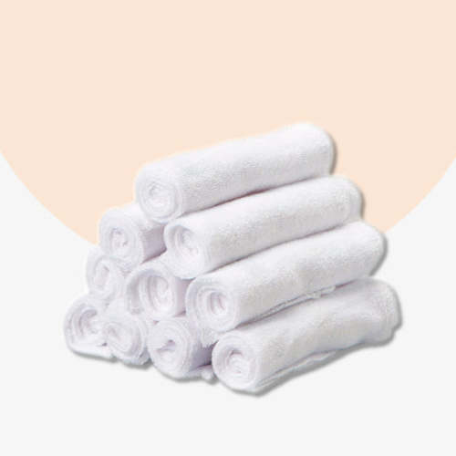 10 White Baby Washcloths