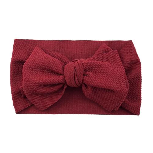 Baby Girl's 8'' Soft Big Bow knot Nylon Headband Toddler Hairband for Photography Travel Party Festivals (Burgundy)
