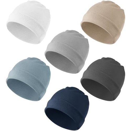 Konssy 6 Pack Baby Beanie Hats for Unisex, Toddler Beanies Baby Girl Boy Hat Warm Cap for Baby, Infant, Toddler