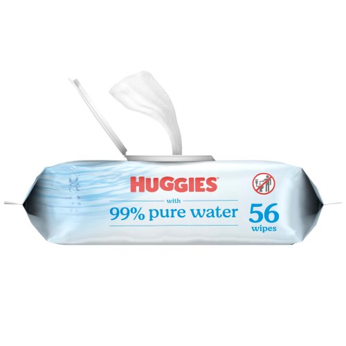 Huggies 99% Pure Water Unscented Wipes, 1 Flip-Top Packs, 56 Total Ct