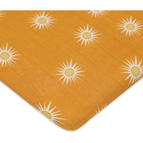 Babyletto Muslin Baby Bassinet Sheets for Girls & Boys - GOTS Certified Breathable Organic Cotton Cover - 360° Fitted, Soft, Gentle & Cozy Rectangle Bedside Bassinet Sheets - Golden Hour