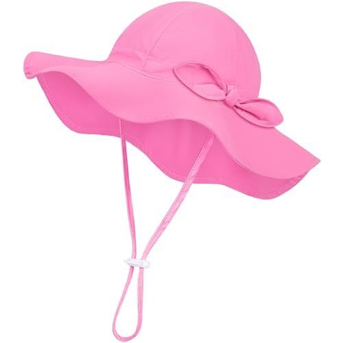 Baby Sun Hat Toddler Girl Beach Hat Adjustable Outdoor Summer Hat UPF 50+ Sun Protection Wide Brim Infant Kids