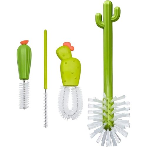 Boon Cacti Replacement Baby Bottle Brushes - Includes Bottle Cleaner Brush, Straw Cleaner Brush, Nipple Brush and Detail Brush for Baby Bottles - Newborn Essentials - Sage - 4 Count