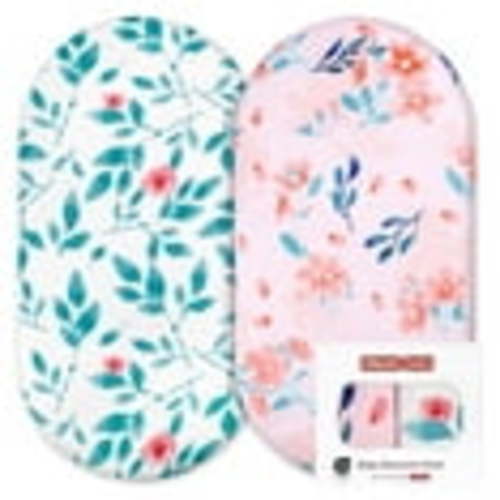 Gllquen Baby Bassinet Fitted Sheets Set 2 Pack For Newborn Infant Baby Girls, Pink Floral