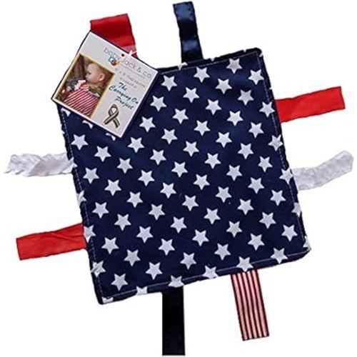 Baby Jack & Co 8x8” Flag Lovey Tag Toys for Babies - Baby Crinkle Toys - Crinkle Toys for Baby - Soft & Safe - Learn Shapes & Colors - Ideal Baby Toy - BPA Free w/Stroller Clip