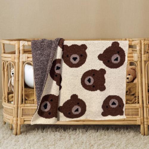 Teddy Bear Plush Baby Toddler Kids Large Blanket, Ultra Soft Cozy Fuzzy Fluffy Microfiber Feather Yarn, Great Nursery Decor Gender Neutral 40x40in (Ivory)