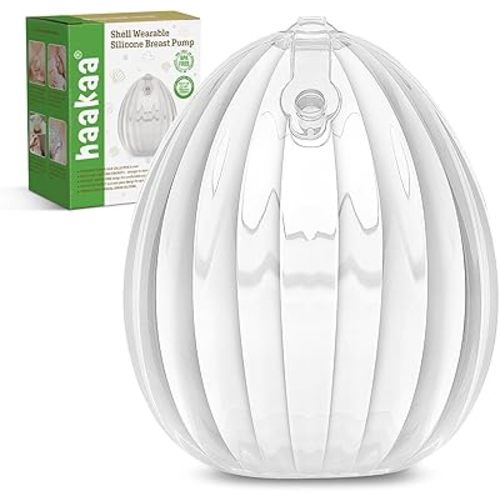 haakaa Shell Wearable Silicone Breast Pump - Silicone Hands Free Breast Pump - Passive Breast Milk Collector Shell for Newborns - Breastfeeding Essentials - 4oz/120ml,1 Count
