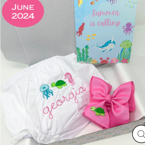 The Bloomer + Bow Box: New monogrammed bloomers & a matching bow every month – Miss Monogram