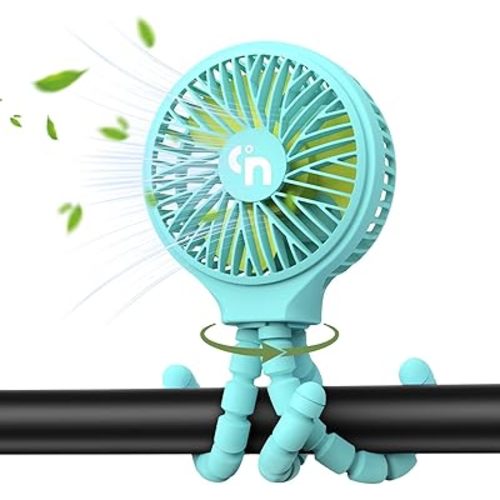 Stroller Fan Clip on for Baby, Battery Operated Portable Fan, 3 Speed 360°Rotate Car Seat Fan, USB Rechargeable Handheld Cooling Fan for Crib Treadmill Travel