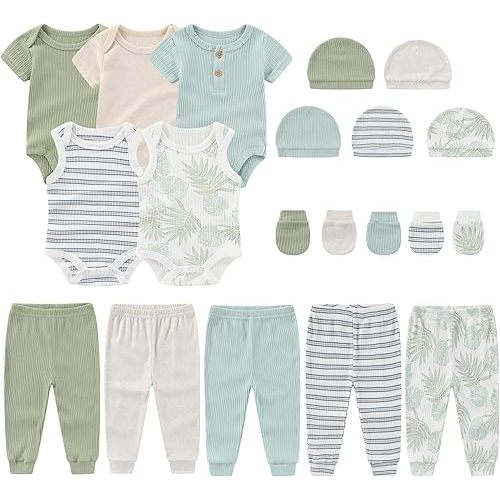 Newborn Layette Gift Set 20-Piece Cotton Baby Boy Girl Clothes Essentials and Accessories