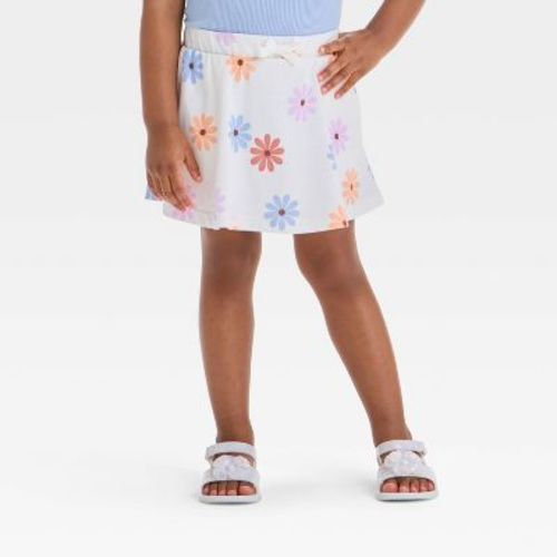 Toddler Girls' Floral Skirt - Cat & Jack™ Cream 4T: Lightweight Jersey Skort, Seam Pocket, Elastic Waistband