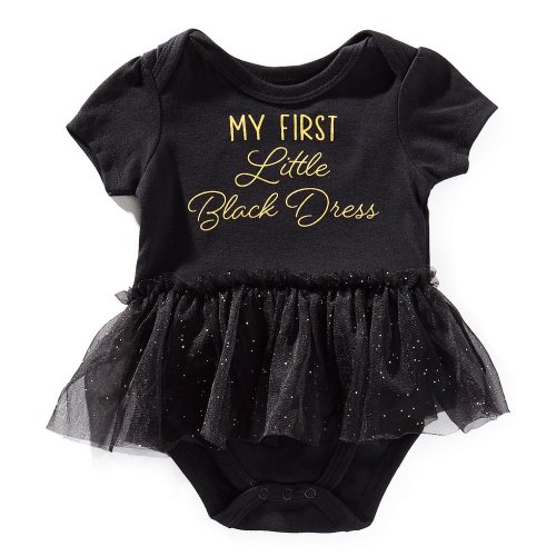 Baby Starters Baby Girls 3-12 Months Short Sleeve My First Little Black Dress Skirted Bodysuit
