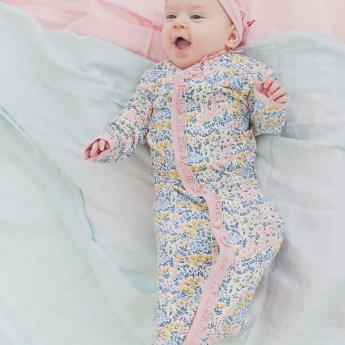chelsea modal magnetic cozy sleeper gown + hat set with ruffles – Magnetic Me