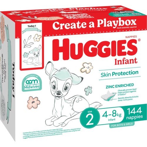 Huggies Infant Nappies Size 2 (4-8kg) 144 Pack