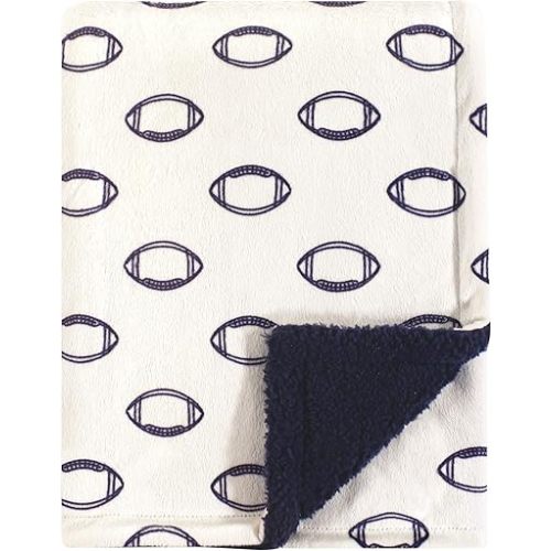 Hudson Baby Unisex Baby Plush Mink and Sherpa Blanket, Football, One Size