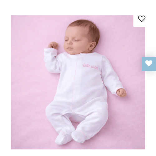 Magnolia Baby Girl Little Sister Embroidered Footie