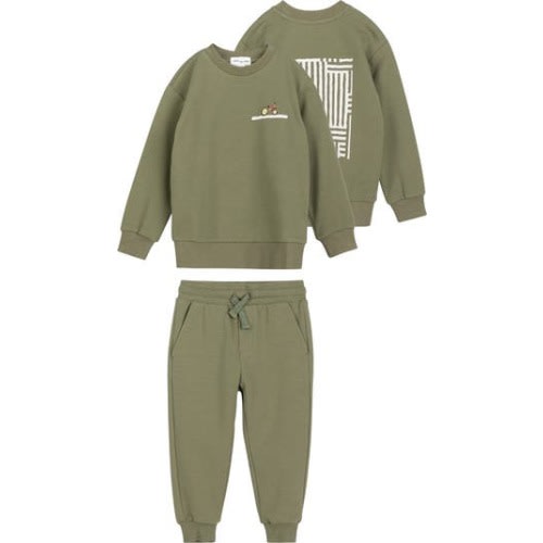 Corn Maze Print Cotton French Terry Graphic Sweatshirt & Joggers Set, 6M