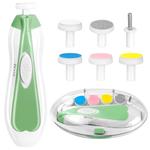 Baby Nail Trimmer Electric-12 in 1 Baby Nail Clippers Safe Baby Nail File Kit with a Nail Clipper, Scissor, Tweezers, and Nail Files (Green)