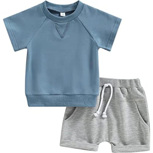 Toddler Baby Boy Summer Clothes Short Sleeve T-Shirts Tops Newborn Infant Boys Cute Cool Shorts Outfit Set 2PCS