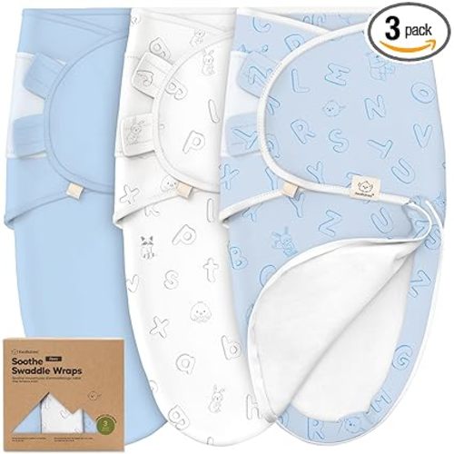 Baby Swaddle Sleep Sacks with Zipper - 3-Pack Swaddles for Newborns 0-3 Months, Infant, Baby Girls, Boys, Soft & Durable Newborn Sleep Sack, Easy Diaper Change Swaddling Blanket (ABC Land Cloud, OS)