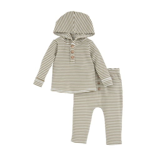 Green Stripe Hoodie And Baby Outfit