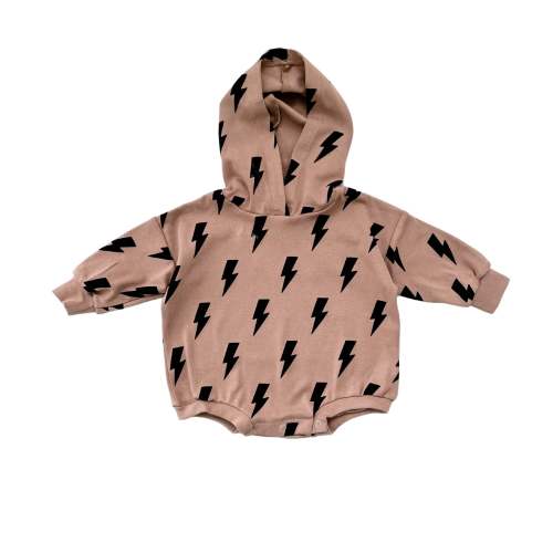 Hooded Bubble Romper | Mocha Bolts