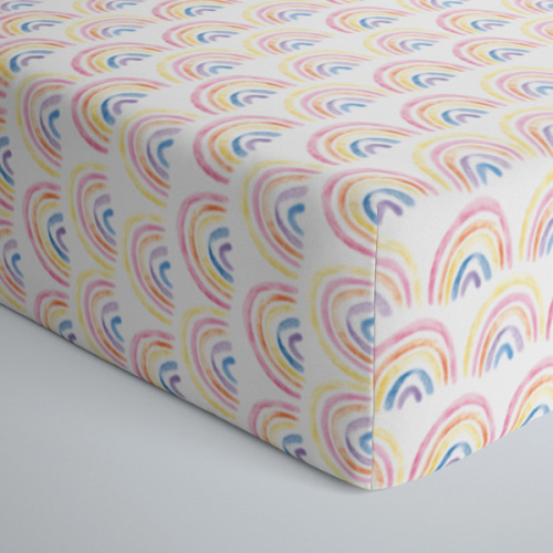 Pastel Rainbows Fitted Crib Sheet - Little Sleepies