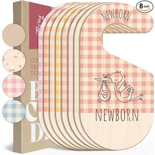 Baby Clothes Organizer - Pink Baby Closet Dividers for Nursery Decor, Storage & Organization - 8 Size Closet Dividers for Hanging Clothes, Gender Neutral Nursery Must-Haves & Accessories