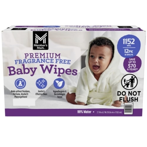 Member's Mark Premium Baby Wipes, Fragrance Free, 12 pk., 1152 Wipes - Sam's Club