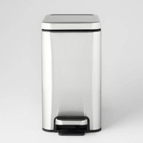 10L Stainless Slim Step Trash Can Silver - Brightroom™