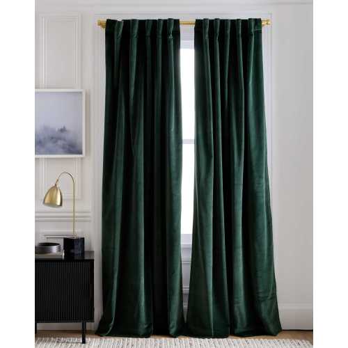 Cotton Velvet Room Darkening Curtain in Spruce
