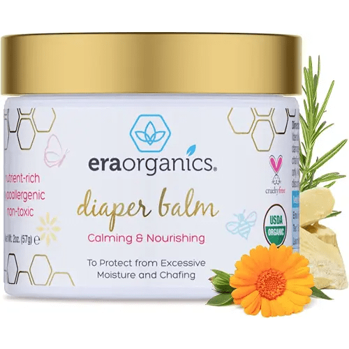 Era Organics Baby Diaper Balm - Extra Soothing and Nourishing USDA Organic Diaper Cream for Dry, Sensitive Skin. All Natural Baby Balm to Help Excess Moisture, Rash and Chafing Baby Ointment