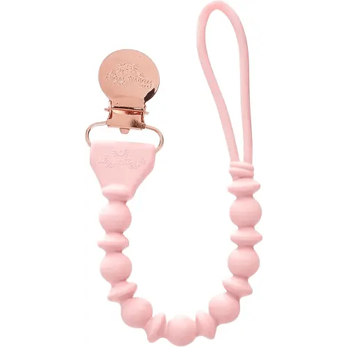 Itzy Ritzy Silicone Pacifier Clip 100% Food Grade Silicone Pacifier Strap with Clip Keeps Pacifiers, Teethers & Small Toys in Place Features One-Piece Design & Silicone Cord (Pink)
