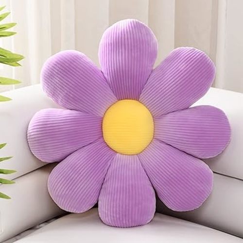 Sioloc Flowers Pillow,Flower Shaped Throw Pillow Butt Cushion Floor Pillow,Seating Cushion,Cute Room Decor & Plush Pillow for Bedroom Sofa Chair(Lavender,15.7'')