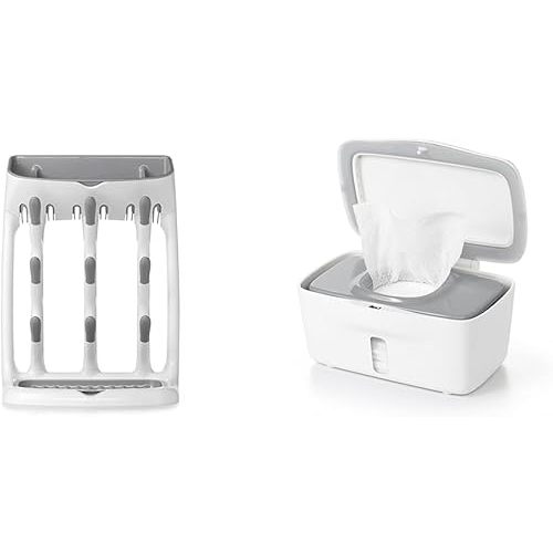 OXO Tot Space Saving Drying Rack + Wipes Dispenser - Saves Counter Space, Dispenses One Wipe at a Time