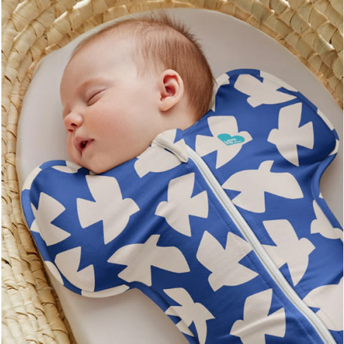Swaddle Up™ 1.0 TOG Cotton Cobalt Paperbirds
