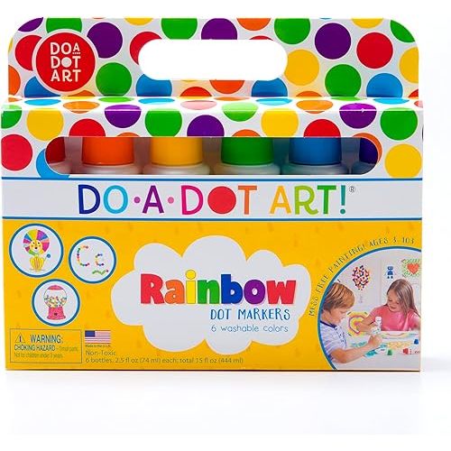 Do A Dot Art! Markers 6-Pack Rainbow Washable Paint Markers, The Original Dot Marker, Activity Craft Coloring Supplies for Kids and Toddlers