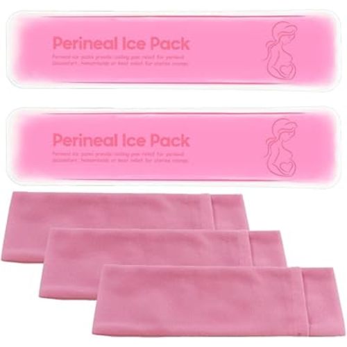 Postpartum Ice Pack, Perineal Cooling Pad for Postpartum Hemorrhoid Pain Relief, Hot Cold Packs for Women After Pregnancy and Delivery, 2 Ice Pack and 3 Cover (Pink Gel)
