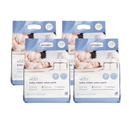 Ubbi Fragrance-Free Baby Wipes, 99% Water Based, Plant Based Wipes, Hypoallergenic for Sensitive Skin with Chamomile, Vitamin E & Aloe, EWG Verified, 12 Pack (864 Wipes Total)